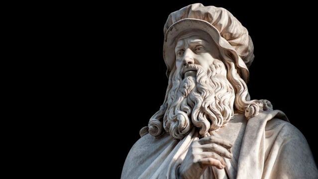 Estatua de Leonardo da Vinci, uno de los pintores más famosos de la historia