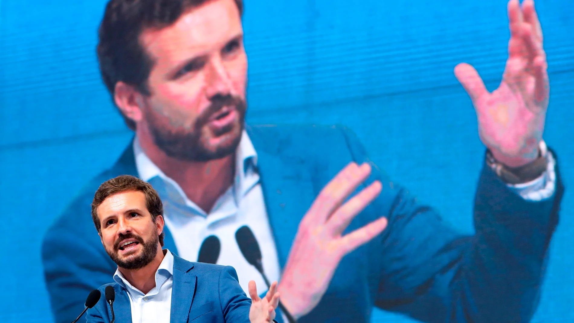 El líder del PP, Pablo Casado, durante el Congreso del PP gallego
