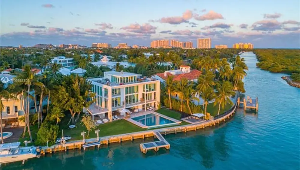 Vista aérea de la mansión en la que pasa Leo Messi sus vacaciones en Miami.