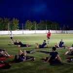 Los futbolistas de la selección olímpica durante una sesión de entrenamientos este martes en Sapporo, Japón, donde debutan ante Egipto el jueves