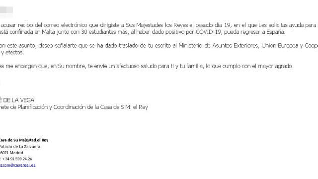 Carta de la Casa Real