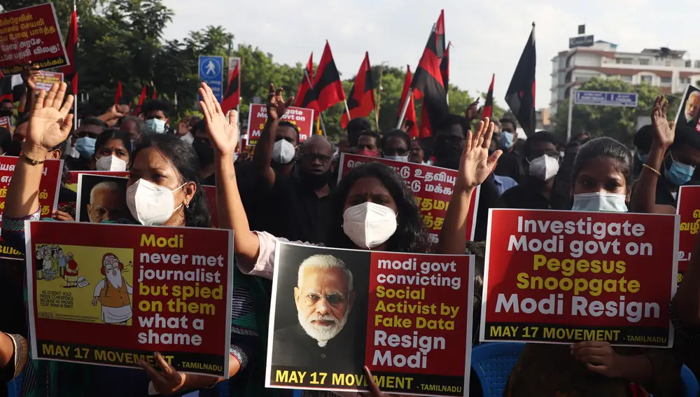 Protestas contra Pegasus en India