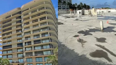 El antes y el después del edificio de Surfside, en Florida.