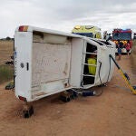 Accidente de un vehículo en Villalba de Adaja (Valladolid)
