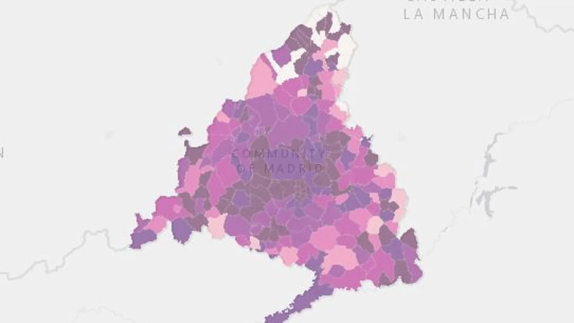 Mapa de contagios en Madrid