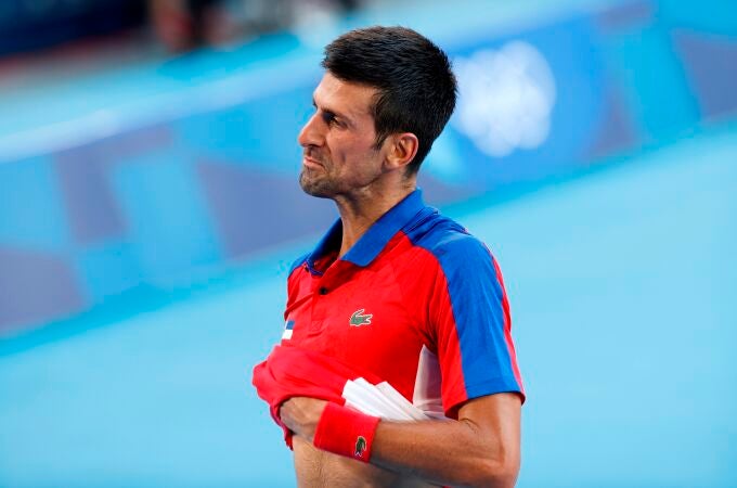 Novak Djokovic, tras perder contra Pablo Carreño. Su actitud ha provocado muchas críticas