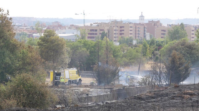 Incendio junto a la carretera de Renedo (Valladolid), entre la Ronda Este y la VA-30