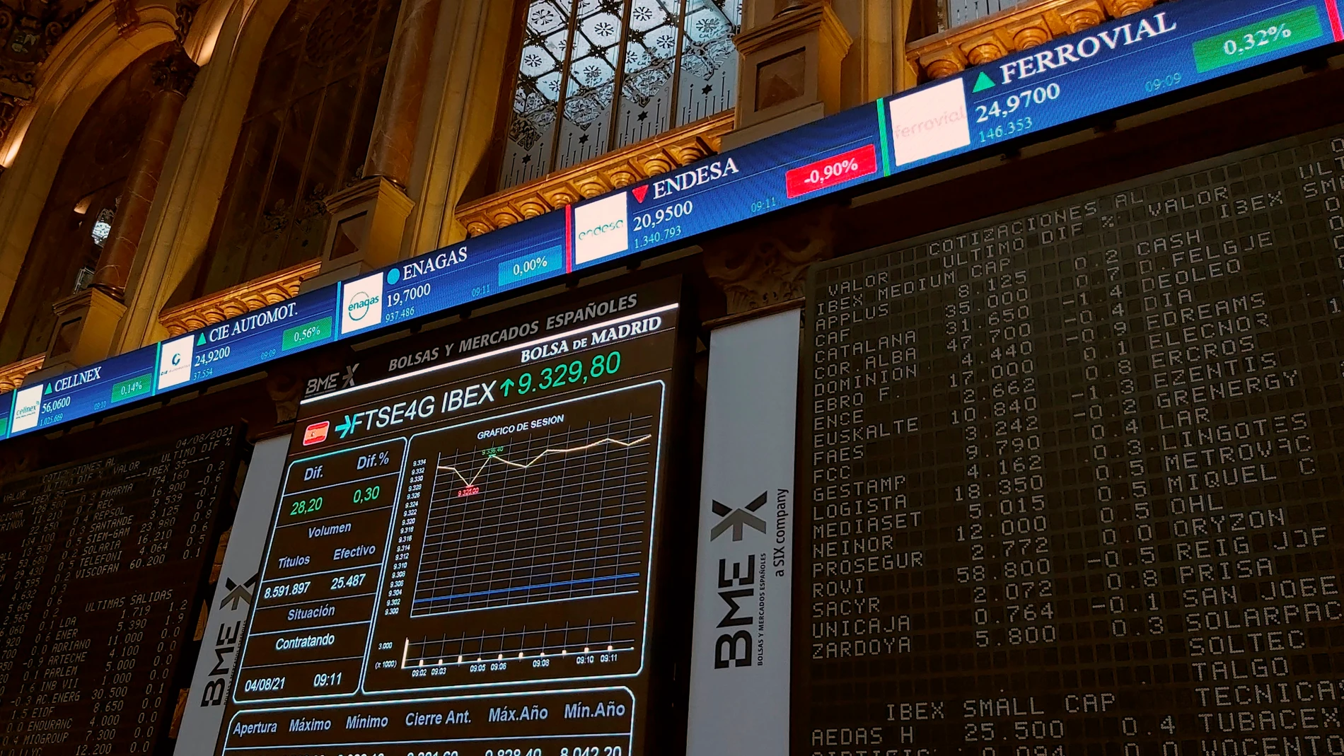 El Ibex 35, el principal índice de la Bolsa española, ha abierto la sesión con una subida del 0,3 %