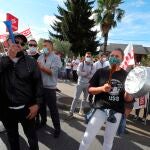 Protestas de los trabajadores de la factoría de palas eólicas LM Windpower, ubicada en Ponferrada (León)