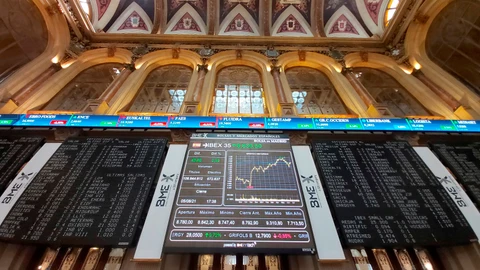 El IBEX 35, el principal índice de la Bolsa española, ha subido hoy un 0,5 %