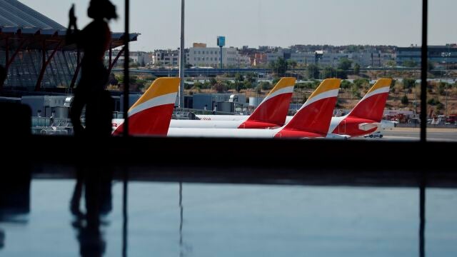 Aviones de Iberia en el aeropuerto de Madrid-Barajas