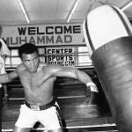 Muhammad Ali en un entrenamiento en 1976