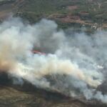 Imágenes tomadas por el helicóptero de Emergencias durante las labores de coordinación y extinción