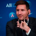 Messi, durante su presentación con el PSG