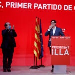 Miquel Iceta y Salvador Illa tras las elecciones catalanas celebradas el pasado febrero