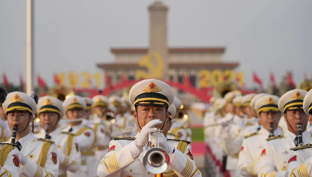Desfile en Pekín en julio de 2021 para conmemorar los cien años de la creación del Partido Comunista Chino