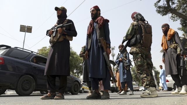 Taliban fighters patrol in Wazir Akbar Khan neighborhood in the city of Kabul, Afghanistan, Wednesday, Aug. 18, 2021. (AP Photo/Rahmat Gul)