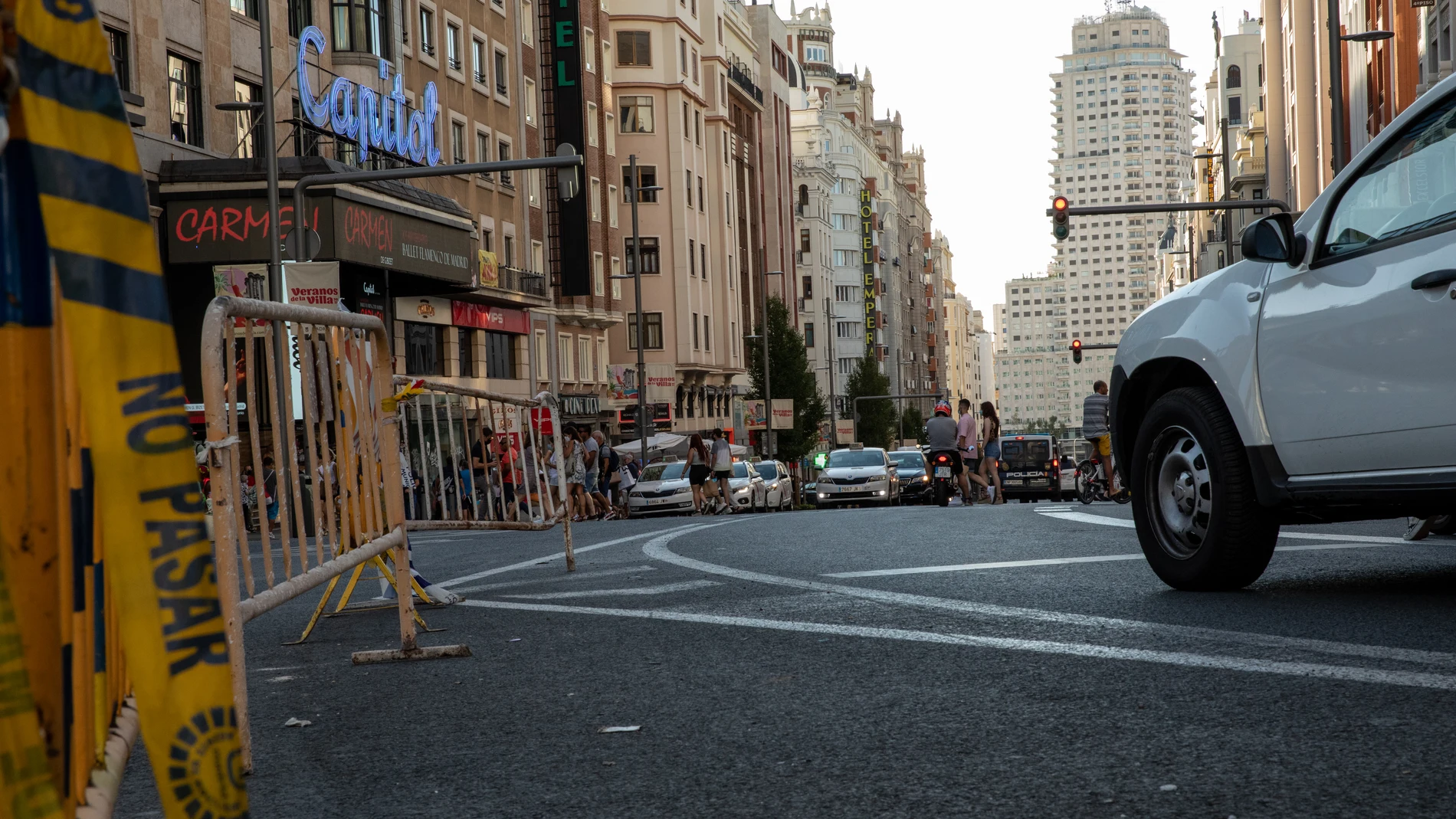Trafico en la Plaza de Callao de Madrid