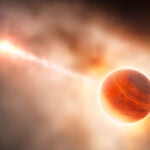 Recreación artística de la formación de un planeta gigante.