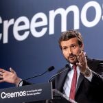 El presidente del Partido Popular, Pablo Casado, intervino en un acto ayer en Barcelona