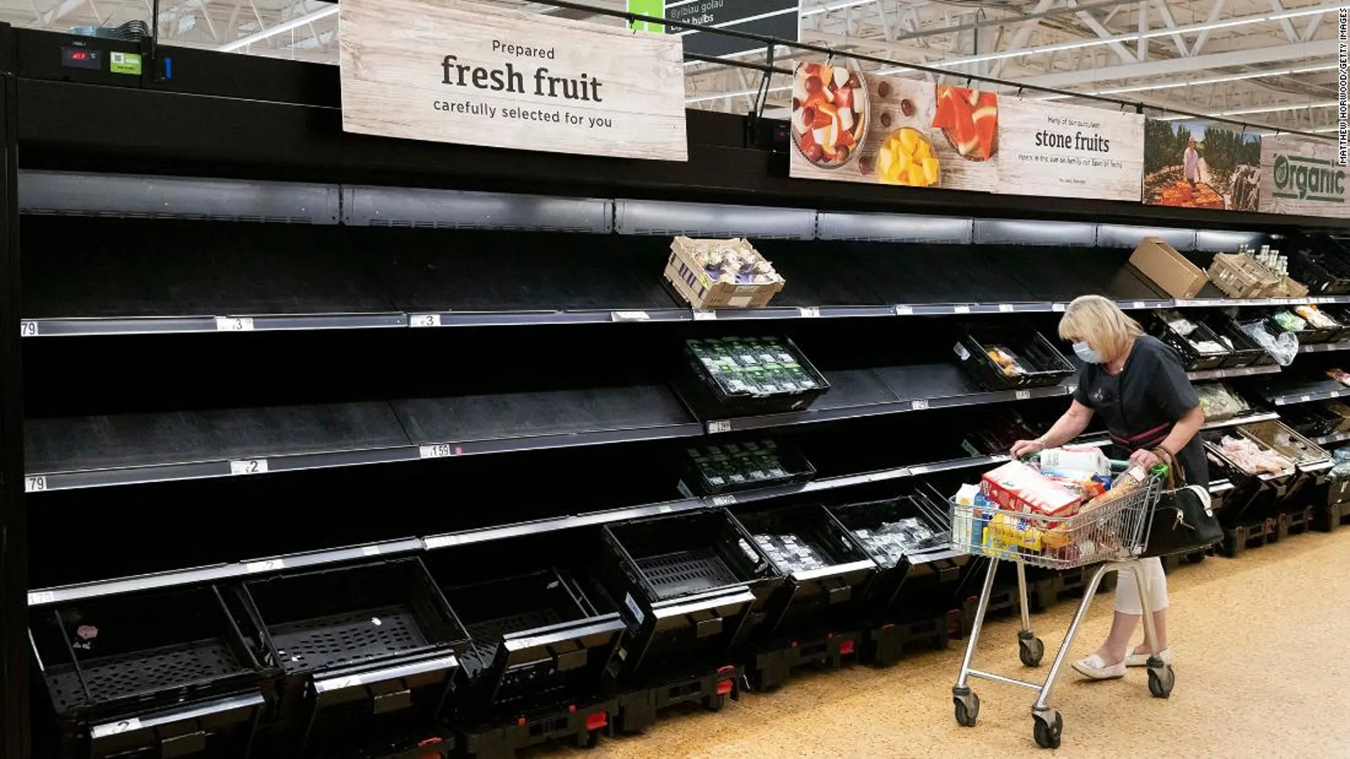 Las cadenas de supermercados en Reino Unido se quejan de que los productos se agotan