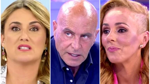 Carlota Corredera, Kiko Matamoros y Rocío Carrasco en un montaje