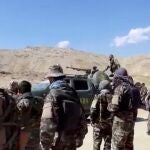 A truck with National Resistance Front markings is seen on a mountain top near Panjshir Valley, Afghanistan in this still image obtained from an undated video handout. NATIONAL RESISTANCE FRONT OF AFGHANISTAN HANDOUT/Handout via REUTERS THIS IMAGE HAS BEEN SUPPLIED BY A THIRD PARTY.