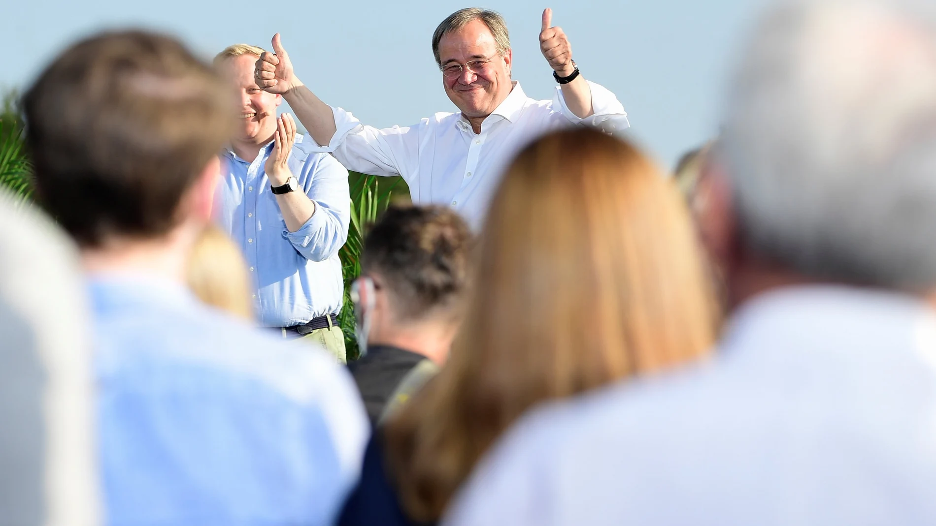 El candidato conservador alemán, Armin Laschet, en un acto de campaña en Hanóver