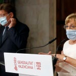 El presidente de la Generalitat Valenciana, Ximo Puig,y la consellera de Sanidad, Ana Barceló
