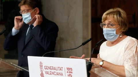 El presidente de la Generalitat Valenciana, Ximo Puig,y la consellera de Sanidad, Ana Barceló