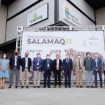 El presidente de la Diputación, Javier Iglesias, el rector de la USAL, Ricardo Rivero y el vicerrector del IRNASA CSIC, Ignacio Zabalgogeazcoa presentan los resultados de los cinco proyectos sobre el sector primario