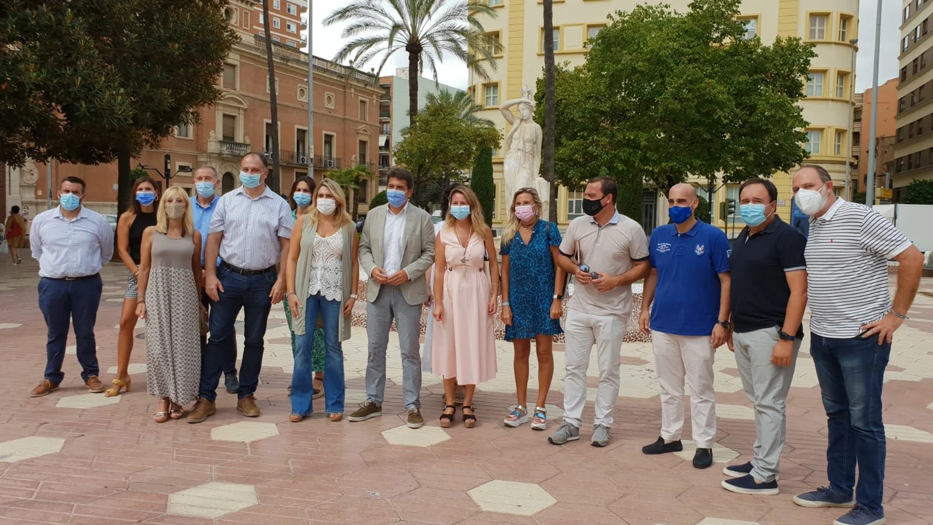 El presidente del PPCV, Carlos Mazón, hoy durante su visita a Castellón