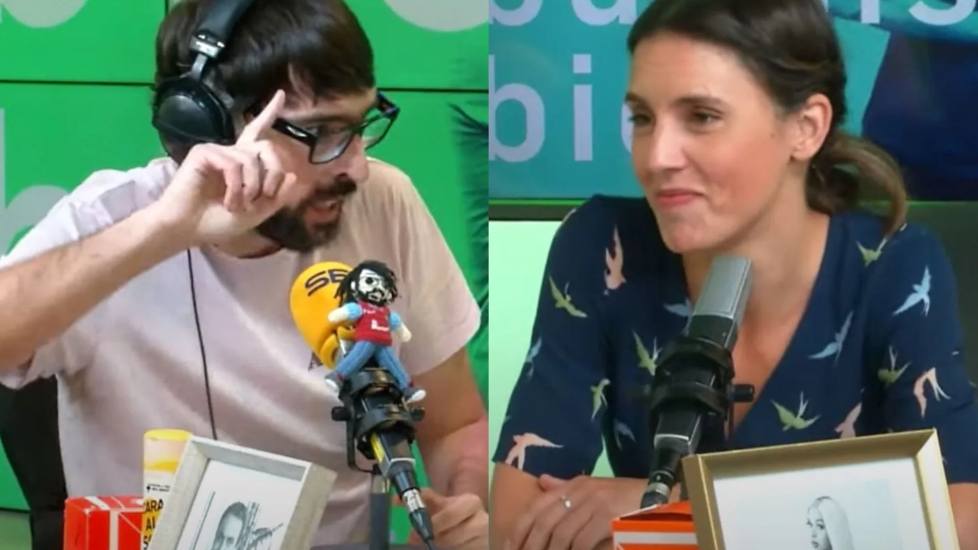 Quique Peinado e Irene Montero, en 'Buenismo Bien' de la Cadena Ser