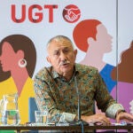 El secretario general de UGT, Pepe Álvarez, en el tradicional encuentro informativo de inicio de curso del sindicato, a 8 de septiembre de 2021, en Madrid (España)