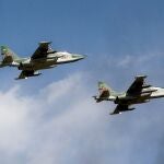 Cazas rusos Sukhoi Su-25 durante maniobras militares en septiembre
