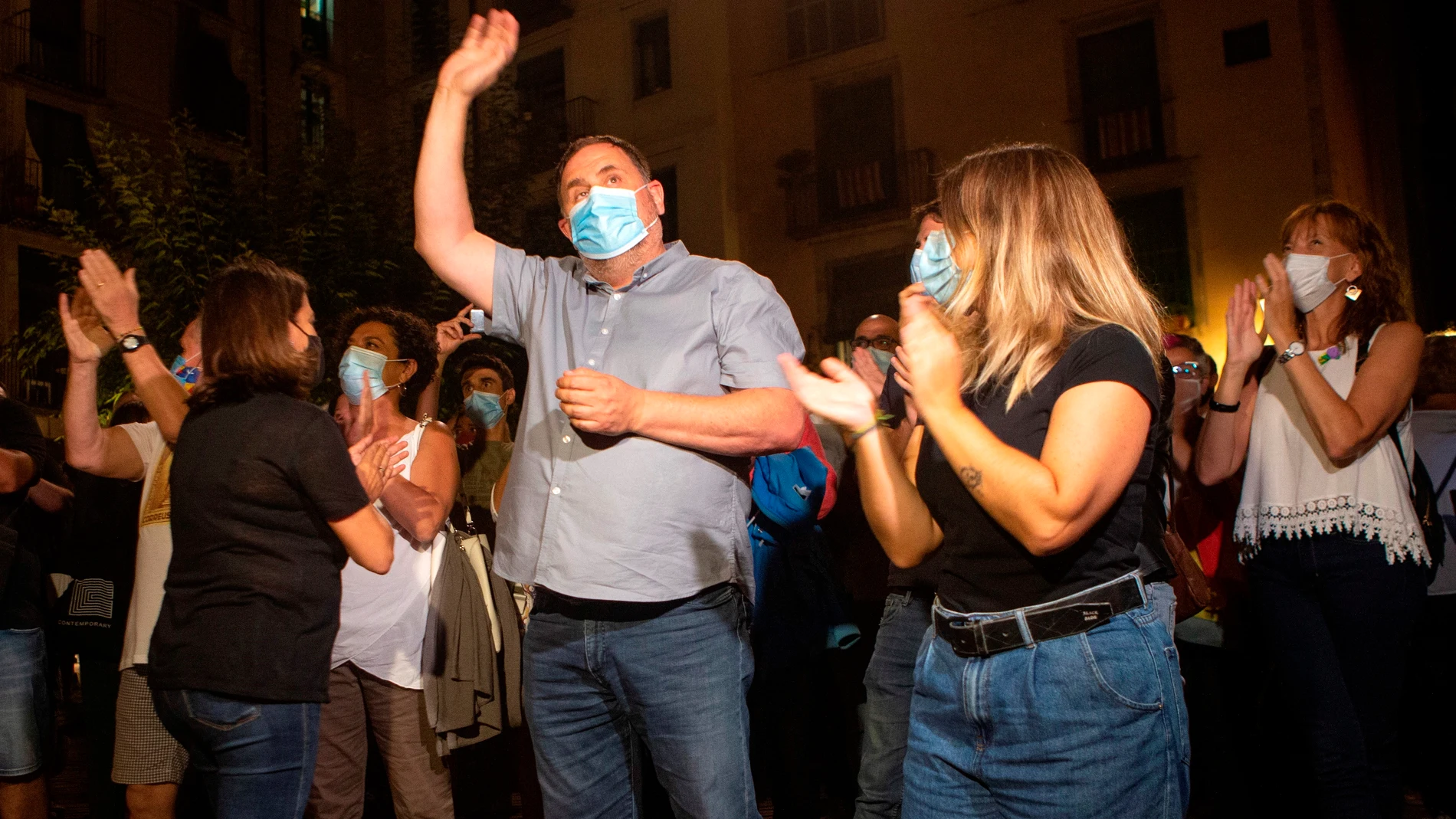 El presidente de ERC, Oriol Junqueras, participaen el acto nocturno en el Fossar de les Moreres, en Barcelona, que da inicio a la Diada del 11 de Septiembre