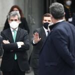 El líder del PP, Pablo Casado, y el presidente del CGPJ, Carlos Lesmes, en una imagen de archivo