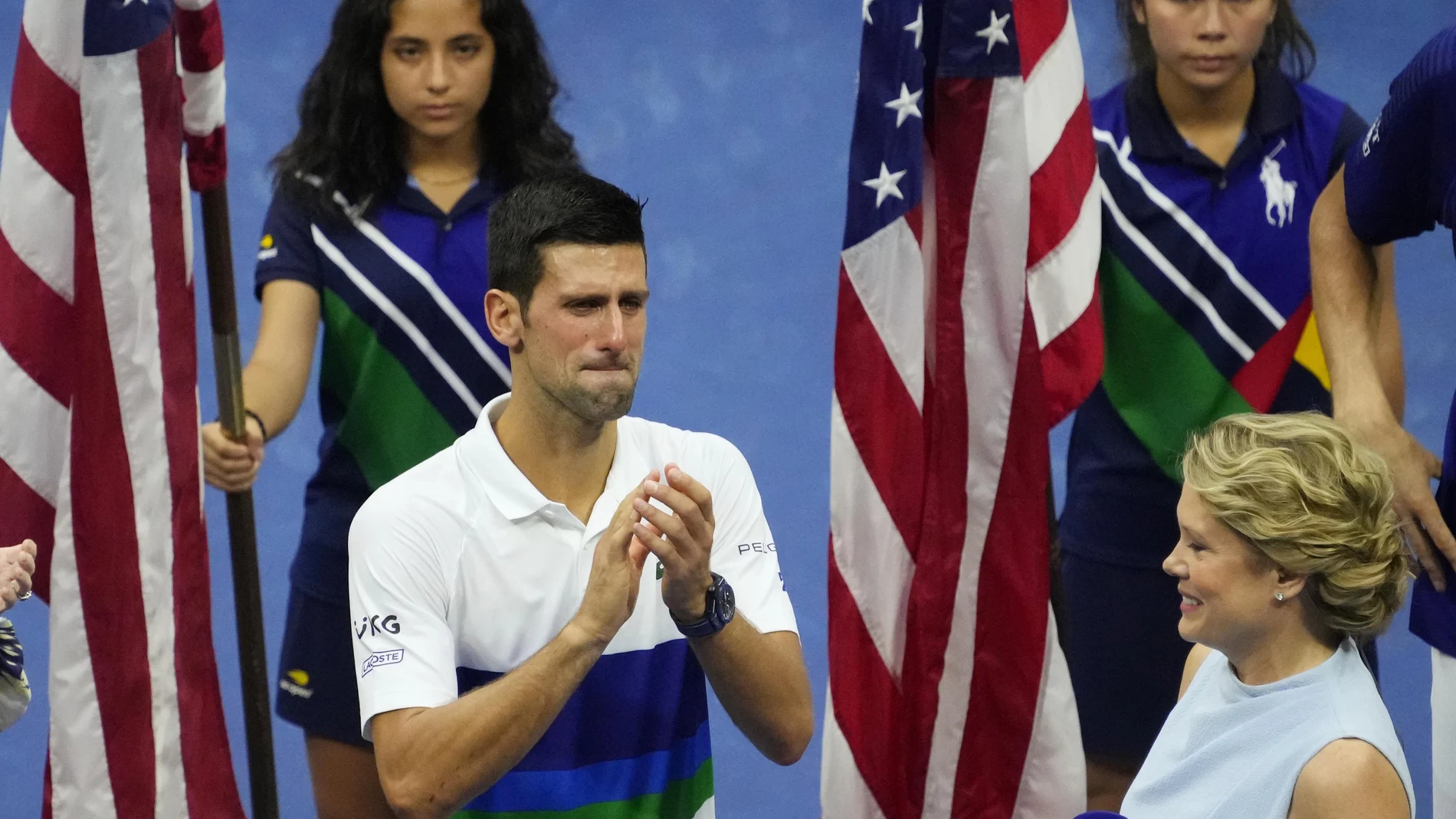 Djokovic, durante la ceremonia de entrega de trofeos del US Open