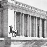 Maqueta de la Cancillería del Reich en Berlín, con el modelo de uno de los caballos de Josef Thorak