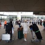 Llegada de turistas al aeropuerto de la Costa del Sol, en Málaga