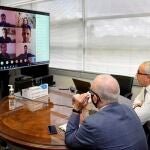 Alejandro Blanco, presidente del Comité Olímpico Español, en una videoconferencia con los deportistas del Proyecto FER que participaron en los Juegos Olímpicos de Tokio.