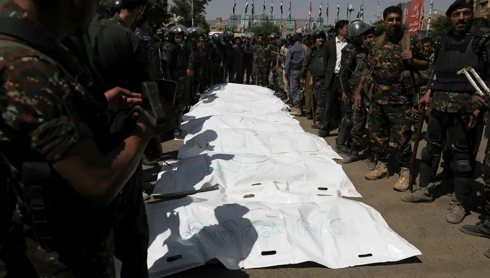 El cadáver de los nueve espías ejecutados en Sana