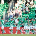 William Jose of Real Betis celebrates a goal with teammates during the spanish league, La Liga Santander, football match played between Real Betis and RCD Espanyol at Benito Villamarin stadium on September 19, 2021, in Sevilla, Spain.Joaquin Corchero / AFP7 / Europa19/09/2021
