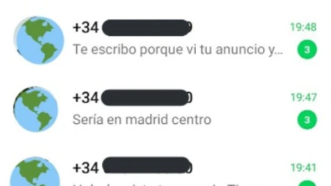 En pocos minutos, el WhatsApp de la presunta demandante de empleo se llena de mensajes con proposiciones sexuales