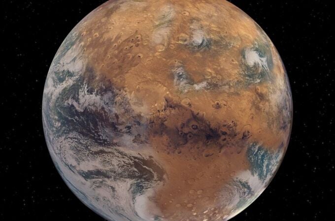 Interpretación artística de un Marte con agua superficial similar a la de la Tierra.NASA EARTH OBSERVATORY/JOSHUA ST21/09/2021