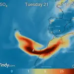 Avance de la nube tóxica desde La Palma hasta la Península