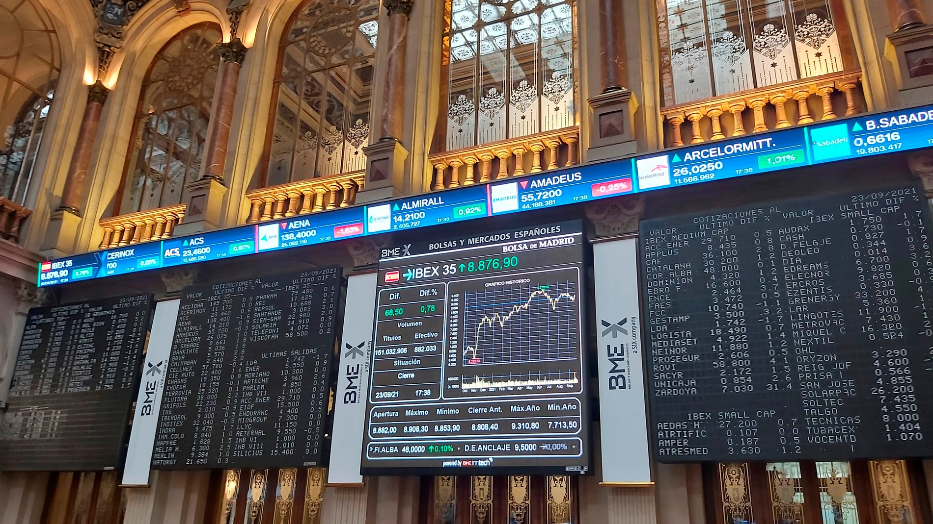 Vista del interior de la Bolsa de Madrid