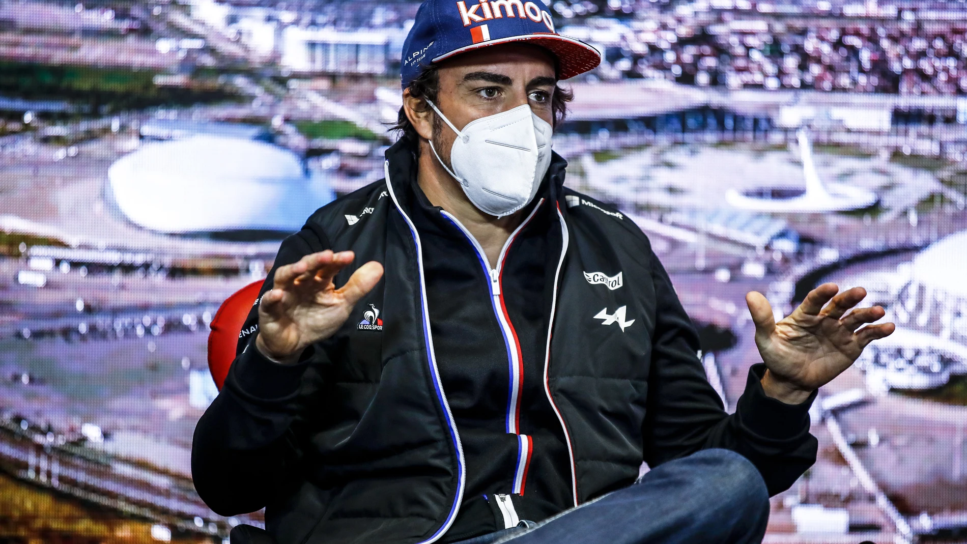 Fernando Alonso, en la conferencia de prensa del Gran Premio de Rusia