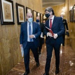 El alcalde de Soria, Carlos Martínez, y el director general de la Policía Nacional, Francisco Pardo, presentan el proyecto de la futura comisaría provincial de la Policía Nacional en Soria