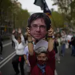 Protestas en Barcelona contra la detención de Puigdemont ayer en Italia
